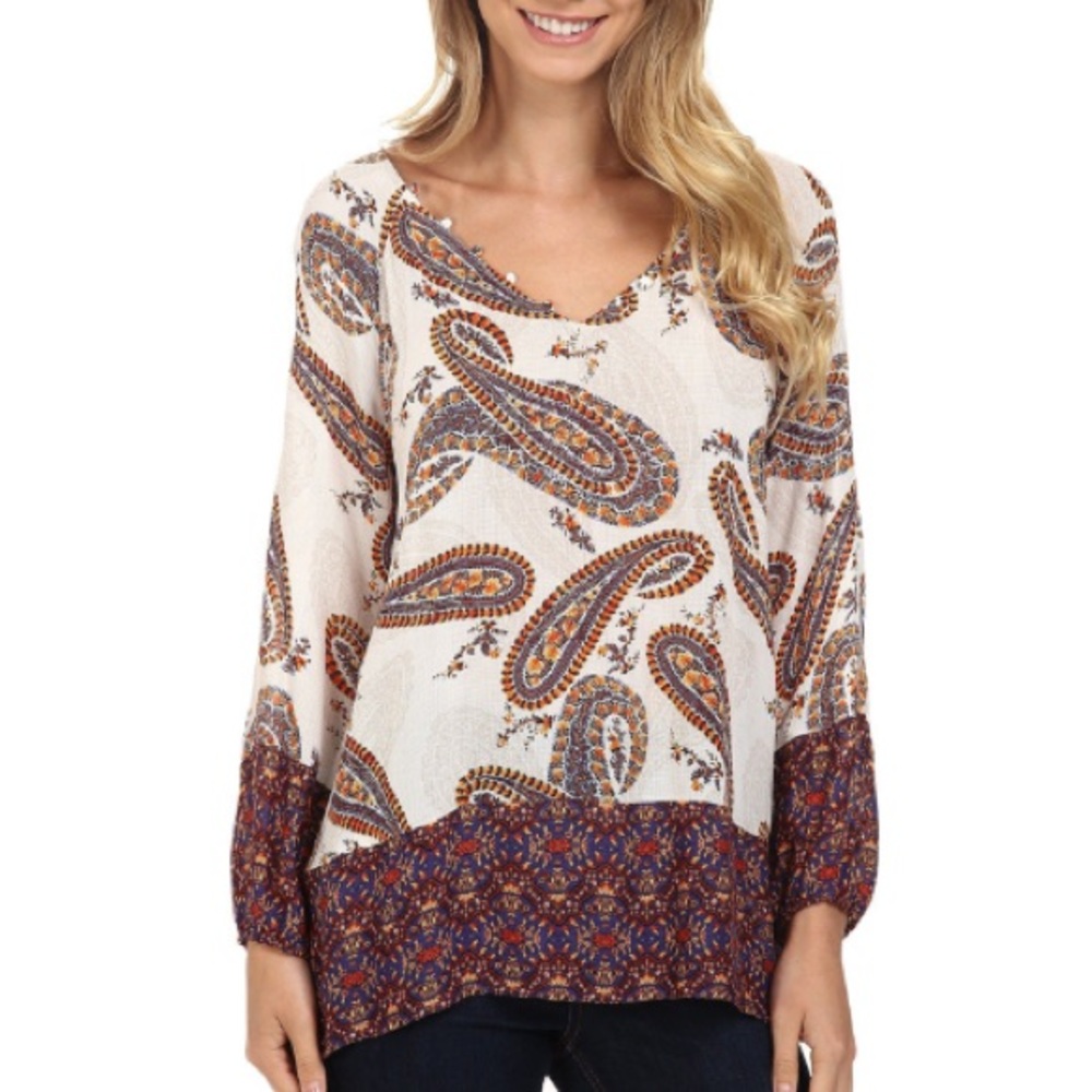 LUCKY BRAND Paisley Longsleeve Print Blouse Top S